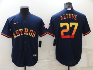 Men's MLB Houston Astros Jose Altuve #27 Nike Navy 2022 Rainbow Edition Jerseys (1)
