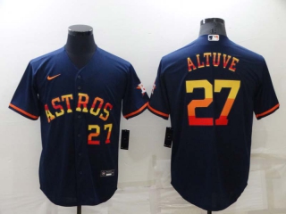 Men's MLB Houston Astros Jose Altuve #27 Nike Navy 2022 Rainbow Edition Jerseys (2)