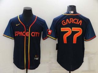 Men's MLB Houston Astros Luis Garcia #77 Nike Navy 2022 City Connect Jerseys (3)