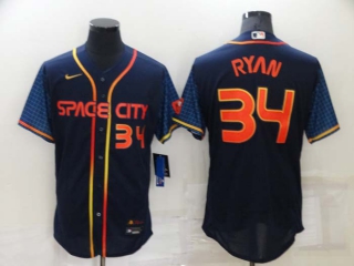 Men's MLB Houston Astros Nolan Ryan #34 Nike Navy 2022 City Connect Flex Base Jerseys (2)
