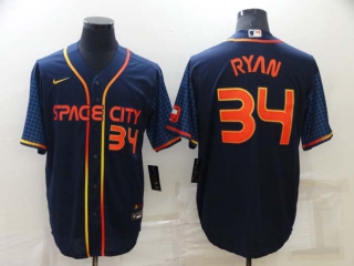Men's MLB Houston Astros Nolan Ryan #34 Nike Navy 2022 City Connect Jerseys (4)