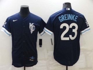 Men's MLB Kansas City Royals Zack Greinke #23 Nike Navy 2022 City Connect Jersey (1)