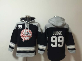 Men's New York Yankees #99 Aaron Judge Black Ageless Must Have Lace Up Pullover Hoodie