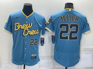 Men's Milwaukee Brewers Christian Yelich #22 Nike Powder Blue 2022 City Connect Flex Base Jersey (2)