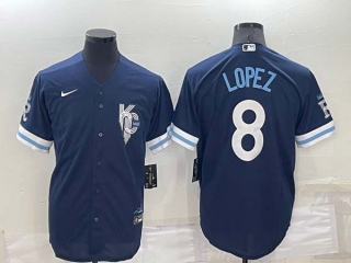 Men's MLB Kansas City Royals Nicky Lopez #8 Nike Navy 2022 City Connect Jersey (1)