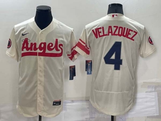 Men's MLB Los Angeles Angels Andrew Velazquez #4 Flex Base Jerseys (2)
