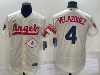 Men's MLB Los Angeles Angels Andrew Velazquez #4 Flex Base Jerseys (3)