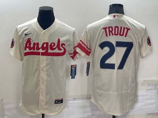 Men's MLB Los Angeles Angels Mike Trout #27 Flex Base Jerseys (15)