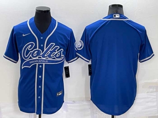 Men's NFL Indianapolis Colts Blank Blue Stitched MLB Cool Base Nike Baseball Jersey (1)