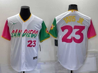 Men's MLB San Diego Padres Fernando Tatis Jr #23 2022 City Connect Cool Base Stitched Jersey (12)