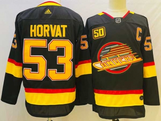 Men's NHL Vancouver Canucks #53 Bo Horvat Black 50th Season Adidas Jersey