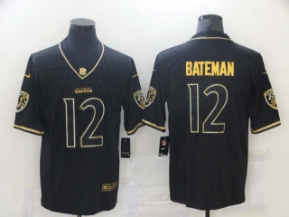 Men's NFL Baltimore Ravens #12 Rashod Bateman Nike Retro Black Gold Jersey (3)