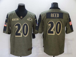 Men's NFL Baltimore Ravens #20 Ed Reed Nike Olive 2021 Salute To Service Retired Player Limited Jersey (1)