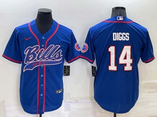 Men's NFL Buffalo Bills #14 Stefon Diggs Blue Stitched MLB Cool Base Nike Baseball Jersey (14)
