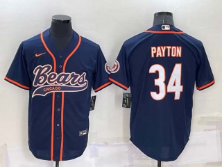 Men's NFL Chicago Bears #34 Walter Payton Navy Blue Stitched MLB Cool Base Nike Baseball Jersey (33)