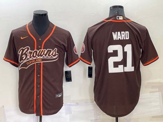 Men's NFL Cleveland Browns #21 Denzel Ward Brown Stitched MLB Cool Base Nike Baseball Jersey (6)
