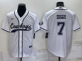 Men's NFL Dallas Cowboys #7 Trevon Diggs White Stitched MLB Cool Base Nike Baseball Jersey (9)