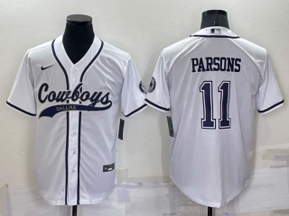 Men's NFL Dallas Cowboys #11 Micah Parsons White Stitched MLB Cool Base Nike Baseball Jersey (1)