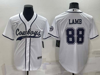 Men's NFL Dallas Cowboys #88 CeeDee Lamb White Stitched MLB Cool Base Nike Baseball Jersey (42)