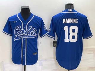 Men's NFL Indianapolis Colts #18 Peyton Manning Blue Stitched MLB Cool Base Nike Baseball Jersey (1)