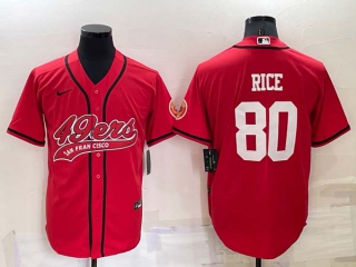 Men's NFL San Francisco 49ers #80 Jerry Rice Red Stitched MLB Cool Base Nike Baseball Jersey (18)