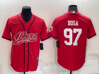 Men's NFL San Francisco 49ers #97 Nick Bosa Red Stitched MLB Cool Base Nike Baseball Jersey (26)