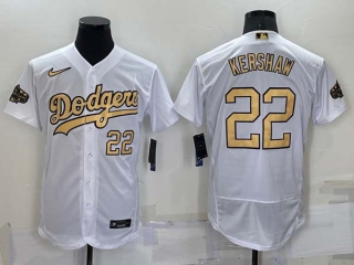 Men's MLB Los Angeles Dodgers #22 Clayton Kershaw White 2022 All Star Stitched Flex Base Nike Jersey (26)