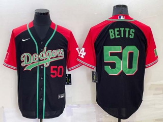 Men's MLB Los Angeles Dodgers #50 Mookie Betts Black Mexican Heritage Culture Night Nike Jersey (26)
