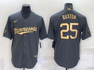 Men's MLB Minnesota Twins #25 Byron Buxton Grey 2022 All Star Stitched Cool Base Nike Jersey (1)