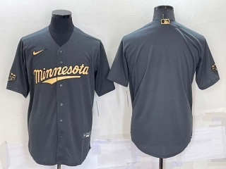 Men's MLB Minnesota Twins Blank Grey 2022 All Star Stitched Cool Base Nike Jersey (1)