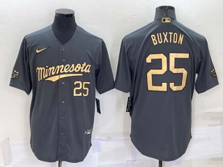 Men's MLB Minnesota Twins #25 Byron Buxton Grey 2022 All Star Stitched Cool Base Nike Jersey (2)