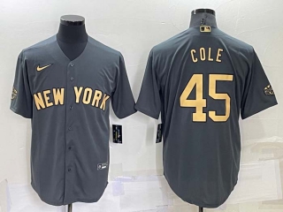 Men's MLB New York Yankees #45 Gerrit Cole Grey 2022 All Star Stitched Cool Base Nike Jersey (1)