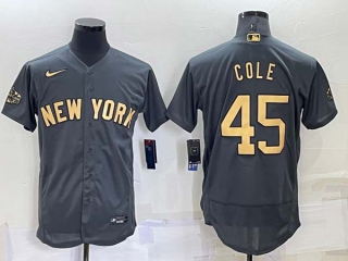 Men's MLB New York Yankees #45 Gerrit Cole Grey 2022 All Star Stitched Flex Base Nike Jersey (3)
