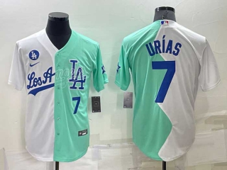 Men's MLB Los Angeles Dodgers #7 Julio Urías White Green Two Tone 2022 Celebrity Softball Game Cool Base Jersey (32)