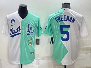 Men's MLB Los Angeles Dodgers #5 Freddie Freeman White Green Two Tone 2022 Celebrity Softball Game Cool Base Jersey (18)