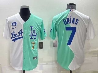 Men's MLB Los Angeles Dodgers #7 Julio Urías White Green Two Tone 2022 Celebrity Softball Game Cool Base Jersey (34)