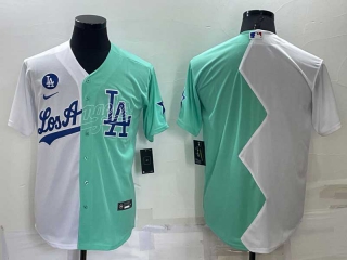 Men's MLB Los Angeles Dodgers White Green Two Tone 2022 Celebrity Softball Game Cool Base Jersey