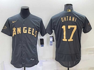 Men's MLB Los Angeles Angels #17 Shohei Ohtani Grey 2022 All Star Stitched Flex Base Nike Jersey (26)