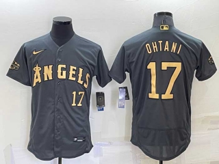 Men's MLB Los Angeles Angels #17 Shohei Ohtani Grey 2022 All Star Stitched Flex Base Nike Jersey (27)
