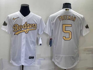 Men's MLB Los Angeles Dodgers #5 Freddie Freeman White 2022 All Star Stitched Flex Base Nike Jersey (19)