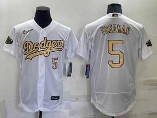 Men's MLB Los Angeles Dodgers #5 Freddie Freeman White 2022 All Star Stitched Flex Base Nike Jersey (20)