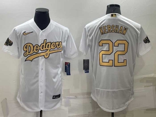 Men's MLB Los Angeles Dodgers #22 Clayton Kershaw White 2022 All Star Stitched Flex Base Nike Jersey (27)