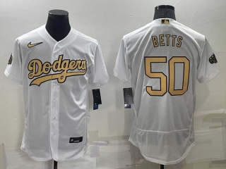 Men's MLB Los Angeles Dodgers #50 Mookie Betts White 2022 All Star Stitched Flex Base Nike Jersey (32)