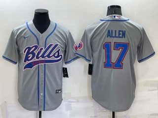 Men's Buffalo Bills #17 Josh Allen Grey Stitched Cool Base Nike Baseball Jersey