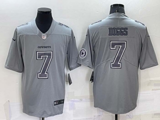 Men's Dallas Cowboys #7 Trevon Diggs LOGO Grey Atmosphere Fashion 2022 Vapor Untouchable Stitched Nike Limited Jersey
