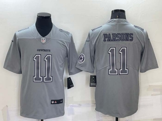 Men's Dallas Cowboys #11 Micah Parsons LOGO Grey Atmosphere Fashion 2022 Vapor Untouchable Stitched Nike Limited Jersey