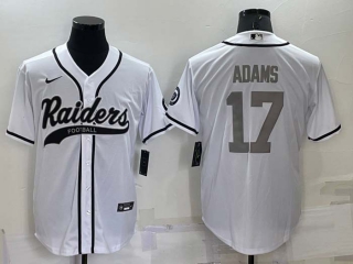 Men's Las Vegas Raiders #17 Davante Adams White Grey Stitched MLB Cool Base Nike Baseball Jersey (9)