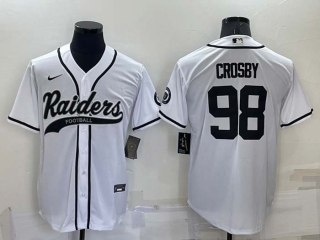 Men's Las Vegas Raiders #98 Maxx Crosby White Stitched MLB Cool Base Nike Baseball Jersey (10)