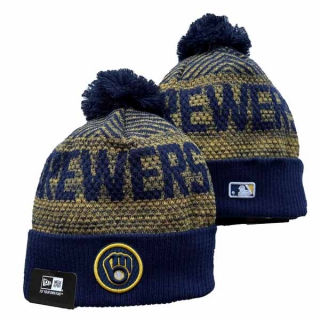 Wholesale MLB Milwaukee Brewers New Era Navy Knit Beanies Hats 3004