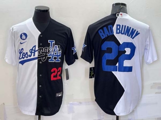 Men's Los Angeles Dodgers #22 Bad Bunny White Black 2022 Celebrity Softball Game Cool Base Jersey (2)
